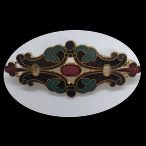 VTG 80s Brooch Cloisonné Enamel Statement Pin
